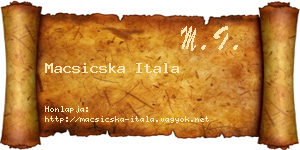 Macsicska Itala névjegykártya